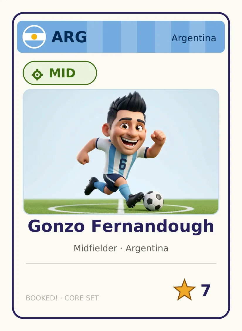 Gonzo Fernandough, Argentina midfielder card